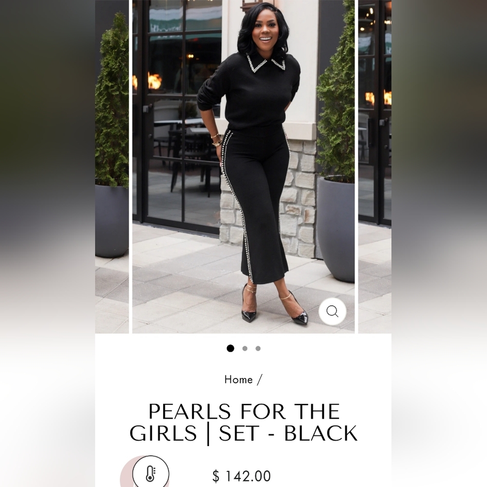 J Renee Boutique Sweater 2 pc Pants set with Pearls